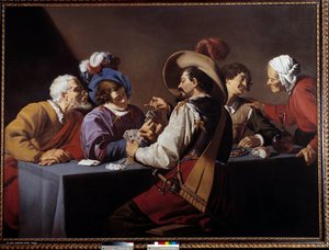 Gracze w karty, Brelan Obraz Theodore Rombouts (1597-1637) XVII w. Niedz. 1,52x2,06 m Antwerpia. Muzeum Koninklik - Gracze w karty, „brelan””. Obraz Theodore Rombouts (1597-1637)