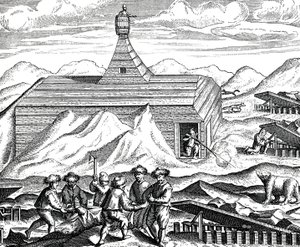 Cięcie niedźwiedzia na biegunie północnym, ok. 1600 r. (rycina) autorstwa Theodor de Bry
