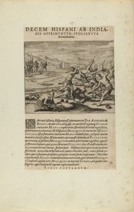 Decem Hispani ab India-/nis Opprimuntur, Spoliantur/and Trucidantur. (z książki Americae, części siódma i ósma) autorstwa Theodor de Bry