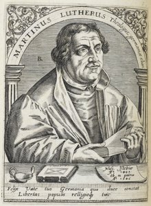Marcin Luther. (1483-1546). Niemiecki reformator religijny i twórca reformacji. Portret. autorstwa Theodor de Bry