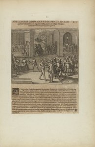 Mercatores Quidam cum Deessent Illis Cibi/Quibus Vescerentur in.... (z książki Americae, część piąta) autorstwa Theodor de Bry