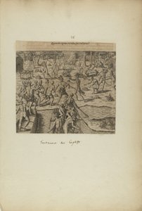 Quomodo Captivos in Reditu Suo Tractarint() (z książki Americae, część trzecia) autorstwa Theodor de Bry