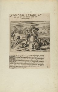 Quomodo Guiani Au-/reas Suas Imagines/Fundere Soleant. (z książki Americae, części siódma i ósma) autorstwa Theodor de Bry