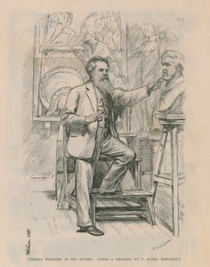 Rzeźbiarz Thomas Woolner przy pracy w swojej pracowni autorstwa Theodore Blake Wirgman