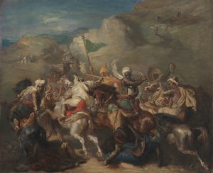 Bitwa arabskich jeźdźców wokół sztandaru autorstwa Théodore Chassériau
