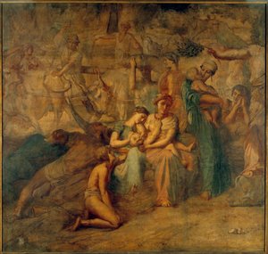 Pokój Alegoryczne przedstawienie matki i dziecka oraz stada. Obraz schodów Cour des comptes autorstwa Theodore Chasseriau (1819-1856) XIX-wieczne słońce. 3,4x3,6m² autorstwa Théodore Chassériau