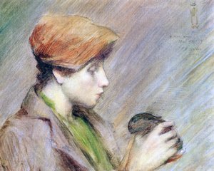 Suzanne Hoschedé z królikiem, 1891 autorstwa Theodore Earl Butler