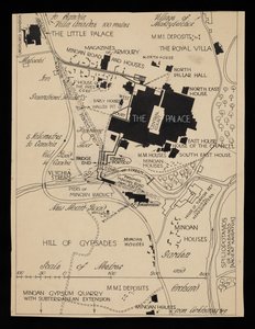 Mapa budynków Knossos otaczających Pałac, około 1903 roku autorstwa Theodore Fyfe