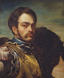 Oficer karabinierów z koniem, ok. 1814 r. autorstwa Theodore Gericault