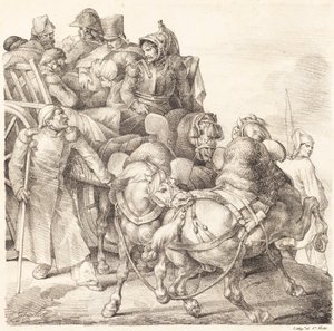 Wóz pełen rannych żołnierzy (Chariot charge de soldats blesses) autorstwa Theodore Gericault