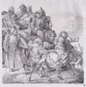 Wóz z rannymi żołnierzami, 1818. autorstwa Theodore Gericault
