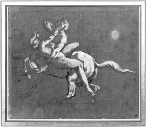 Centaur porywa nimfę (pióro i atrament i gwasz na naoliwionym papierze) autorstwa Theodore Gericault
