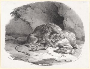 Koń pożerany przez lwa (A Horse Being Devoured by a Lion) autorstwa Theodore Gericault