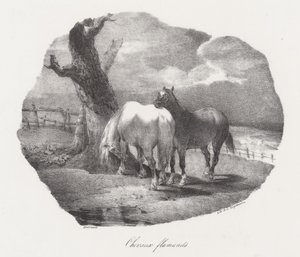 Konie flamandzkie (Flemish Horses) autorstwa Theodore Gericault