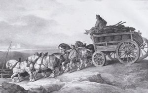 Wóz węglowy [sic.] ciągnięty przez konie, 1822. autorstwa Theodore Gericault