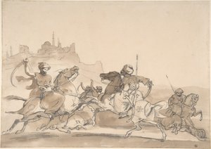 Bitwa orientalnych jeźdźców autorstwa Theodore Gericault