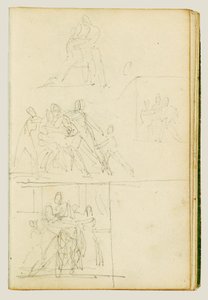 Cztery studia kompozycyjne przedstawiające grupę postaci autorstwa Theodore Gericault