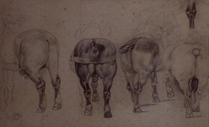 Zaprzęgnięte konie (ołówek) autorstwa Theodore Gericault