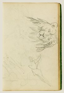 Widok z przodu na siedzącego lwa autorstwa Theodore Gericault