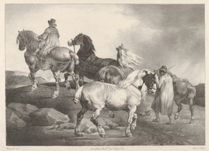 Konie zaprzęgnięte na jarmark autorstwa Theodore Gericault