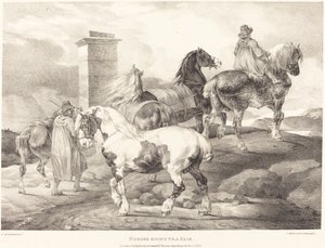 Konie jadące na jarmark autorstwa Theodore Gericault