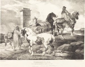 Konie jadące na jarmark autorstwa Theodore Gericault