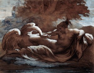 Leda i łabędź. Rysunek Teodora Gericaulta (1791-1824) autorstwa Theodore Gericault