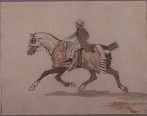 Mały pan młody na kłusującym koniu (ołówek i akwarela) autorstwa Theodore Gericault