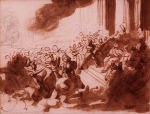 Ludwik XVIII biorący udział w paradzie na Polu Marsowym (ołówek, długopis, brązowy tusz i pranie) autorstwa Theodore Gericault
