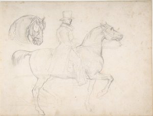 „Człowiek na koniu” oraz „Studium głowy konia” autorstwa Theodore Gericault