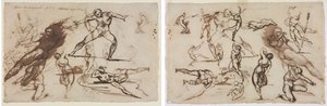 Arkusz szkiców (recto) Arkusz szkiców (verso) autorstwa Theodore Gericault