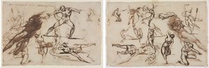 Arkusz szkiców (recto) Arkusz szkiców (verso) autorstwa Theodore Gericault