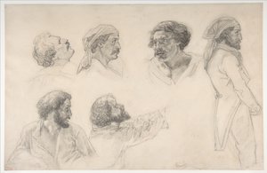 Sześć szkiców do obrazu „Tratwa Meduzy” autorstwa Corréarda i Savigny’ego autorstwa Theodore Gericault