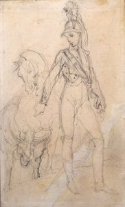 Studium smoka i jego konia autorstwa Theodore Gericault