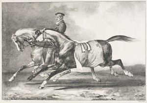 Ćwiczenie na dwóch nakrapianych koniach, 1822. autorstwa Theodore Gericault