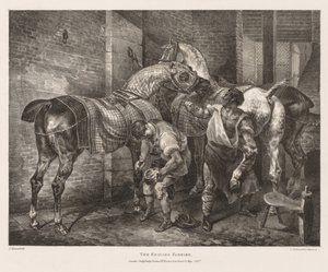 Różne tematy zaczerpnięte z życia i na kamieniu: angielski kowal, 1821. autorstwa Theodore Gericault