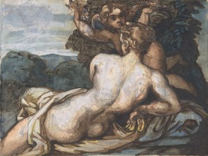 Wenus i Kupidyn w krajobrazie, wg Annibale Carracci recto, 1816-17. autorstwa Theodore Gericault