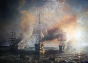 Francuski:  La flotte française se rendant de Cherbourg à Brest, 1858 r. Francuska flota płynąca z Cherbourga do Brestu, 1858 r.