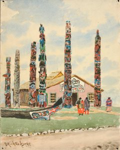 Budynek Alaski z totemami w St. Louis Exposition, 1904. autorstwa Theodore J. Richardson