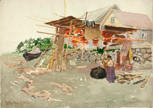 Suszenie Łososia, Wioska Indiańska, Alaska 1880-1914.