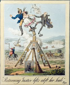 Returning Justice Lifts Aloft Her Scale, wyd. G. Humphrey, Londyn, 1821 (rycina na papierze) autorstwa Theodore Lane