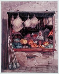 Kobieta sprzedająca owoce i warzywa, Algier, ok. 1835 (akwarela na papierze) autorstwa Theodore Leblanc