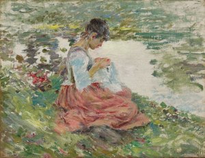 Dziewczyna szyjąca nad rzeką, ok. 1891 r.