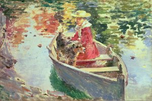 Miss Motes i jej owczarek, 1893 autorstwa Theodore Robinson