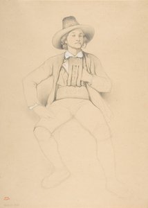 Mężczyzna w stroju tyrolskim, siedzący, palący fajkę, 1842.