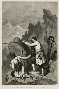 Żołnierze czarnogórscy podczas akcji, w czasie wojny 1876 r., podczas której Serbia i Czarnogóra wypowiedziały wojnę Turcji osmańskiej, rys. Valerio, ilustrujący podróż do Czarnogóry w 1874 r. Charlesa Yriarte (1832-1898). Grawerowanie w Le tour