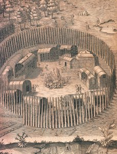 Ufortyfikowany obóz indiański w Wirginii autorstwa Theodore de Bry