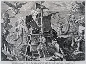 Alegoria o podróżach Ferdynanda Magellana (1480-1521), autorstwa Theodora de Bry (1528-1598) autorstwa Theodore de Bry