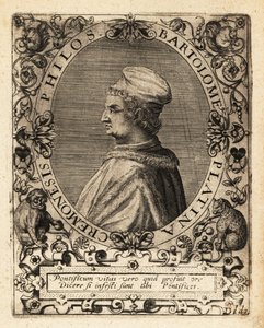 Bartolomeo Sacchi, włoski pisarz renesansowy. autorstwa Theodore de Bry