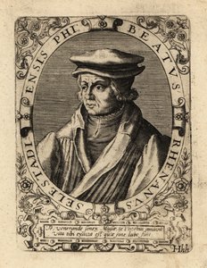 Błogosławiony Bild, niemiecki humanista. autorstwa Theodore de Bry